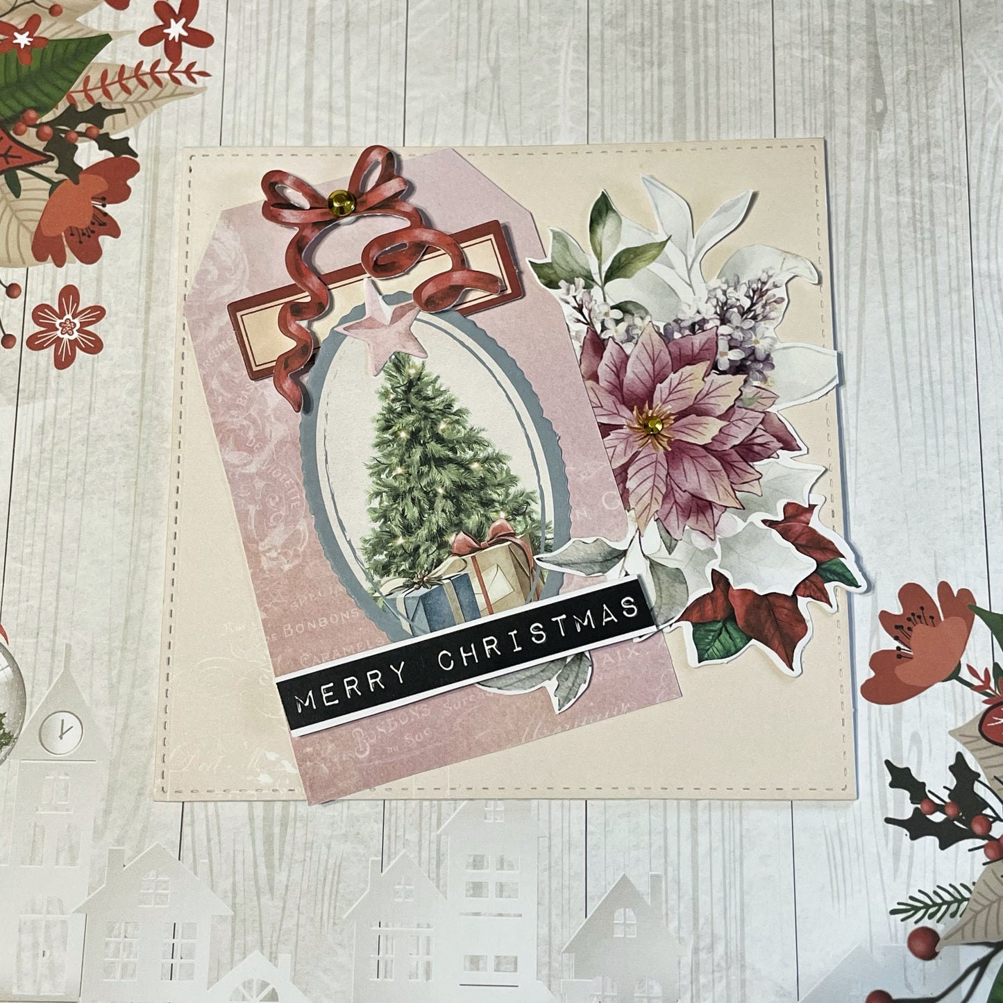 Merry Christmas Pink Tag Card
