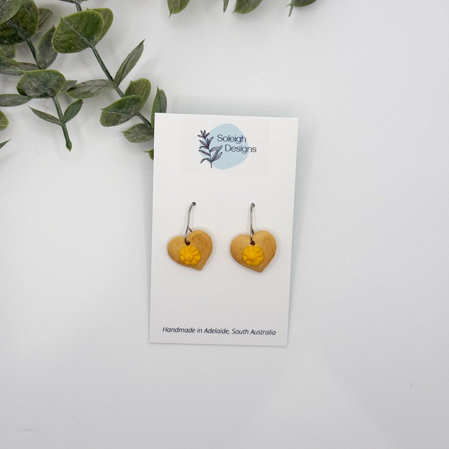 Custard Heart Drop Dangles