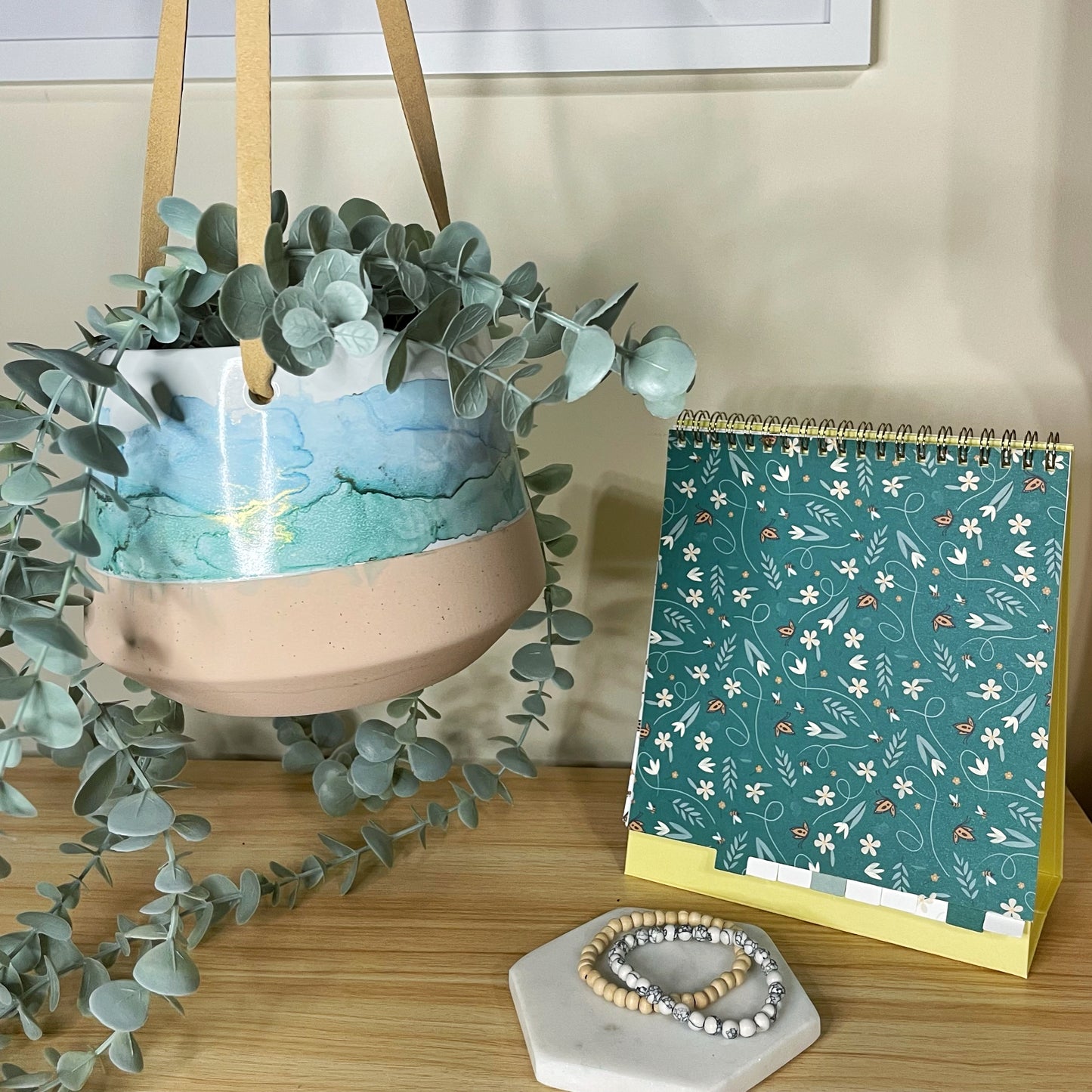 Blue and Green Hanging Ceramic Pot