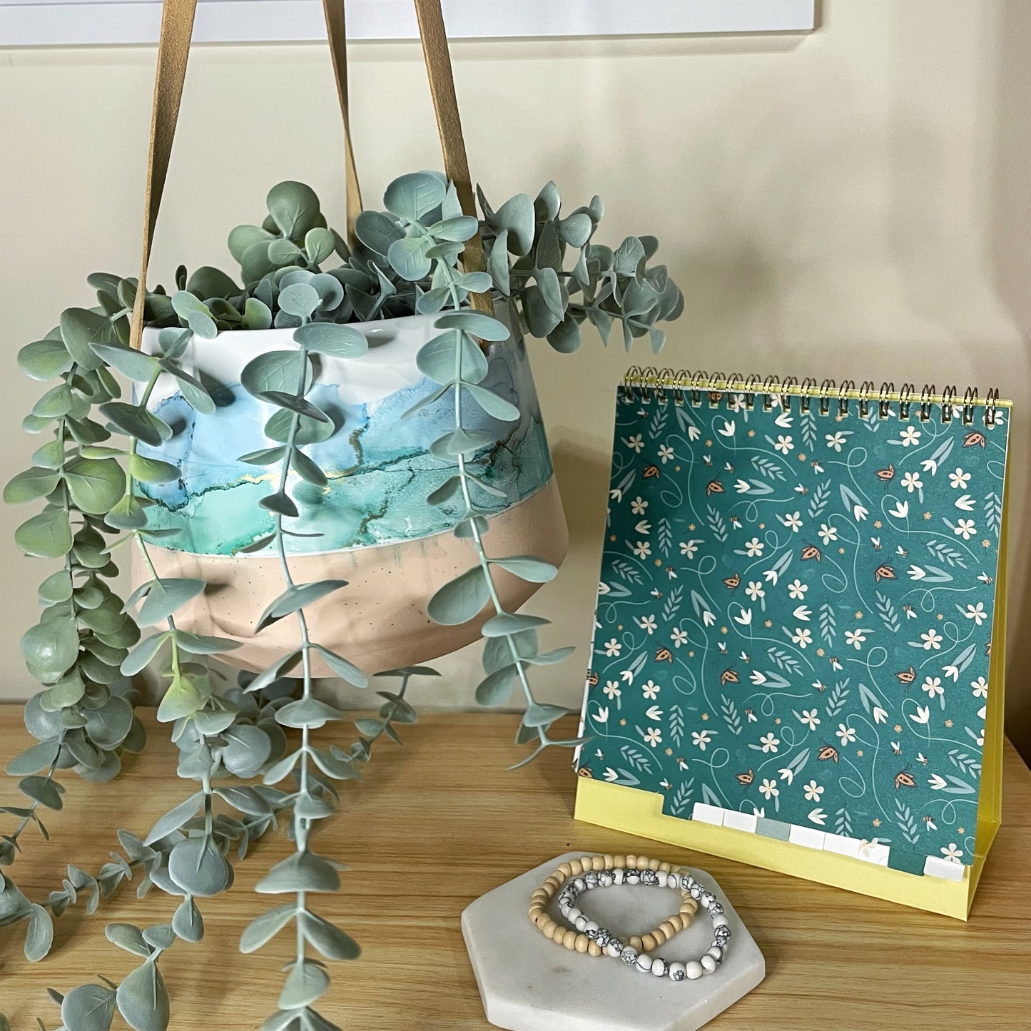 Blue and Green Hanging Ceramic Pot