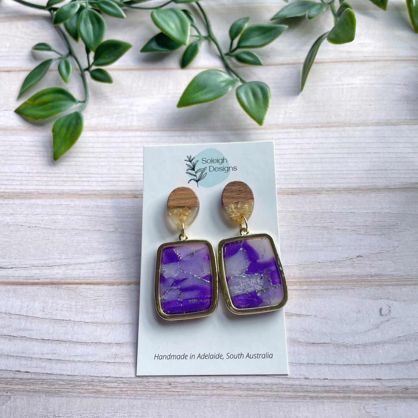 Purple Marble Rectangle Dangles