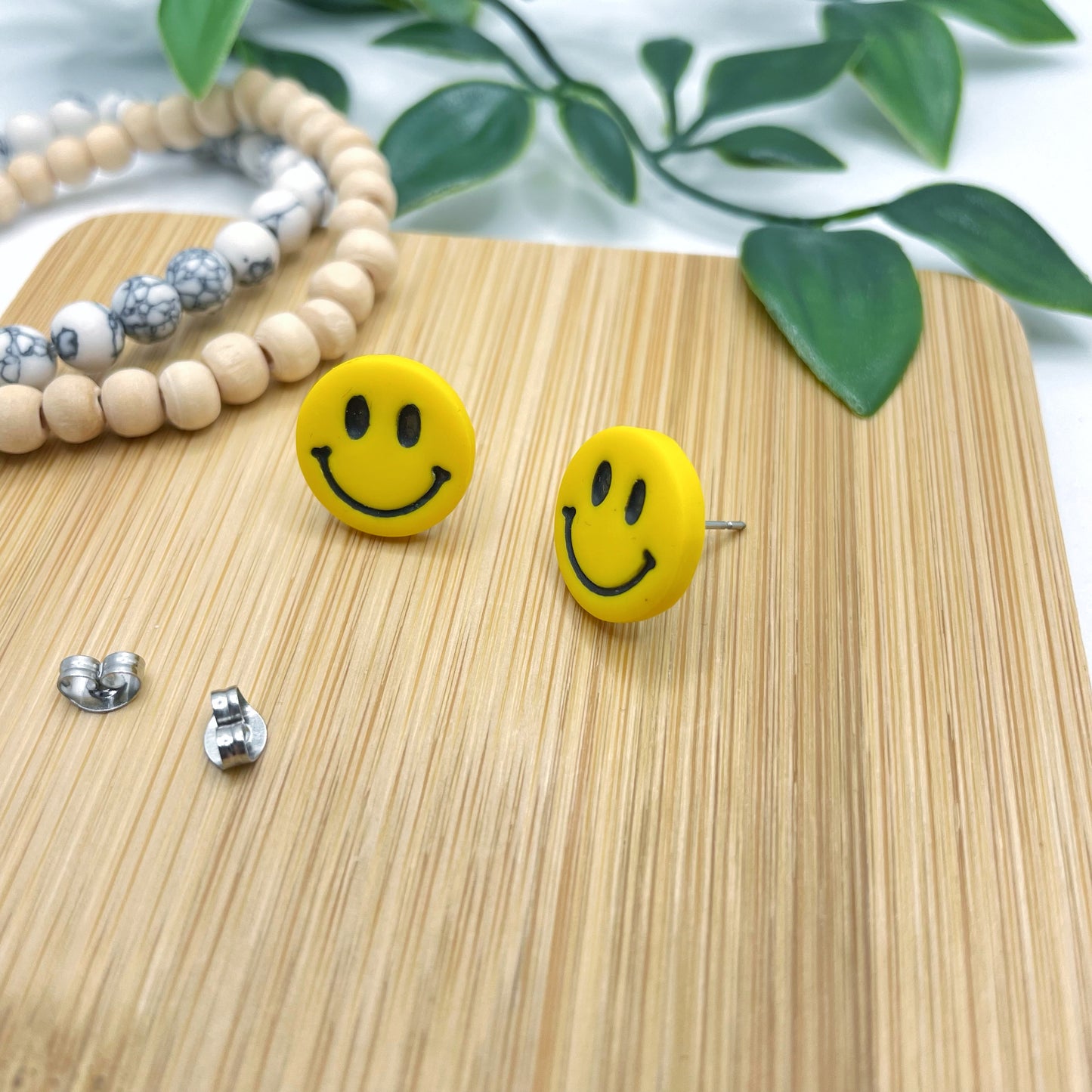 Yellow Happy Face Studs
