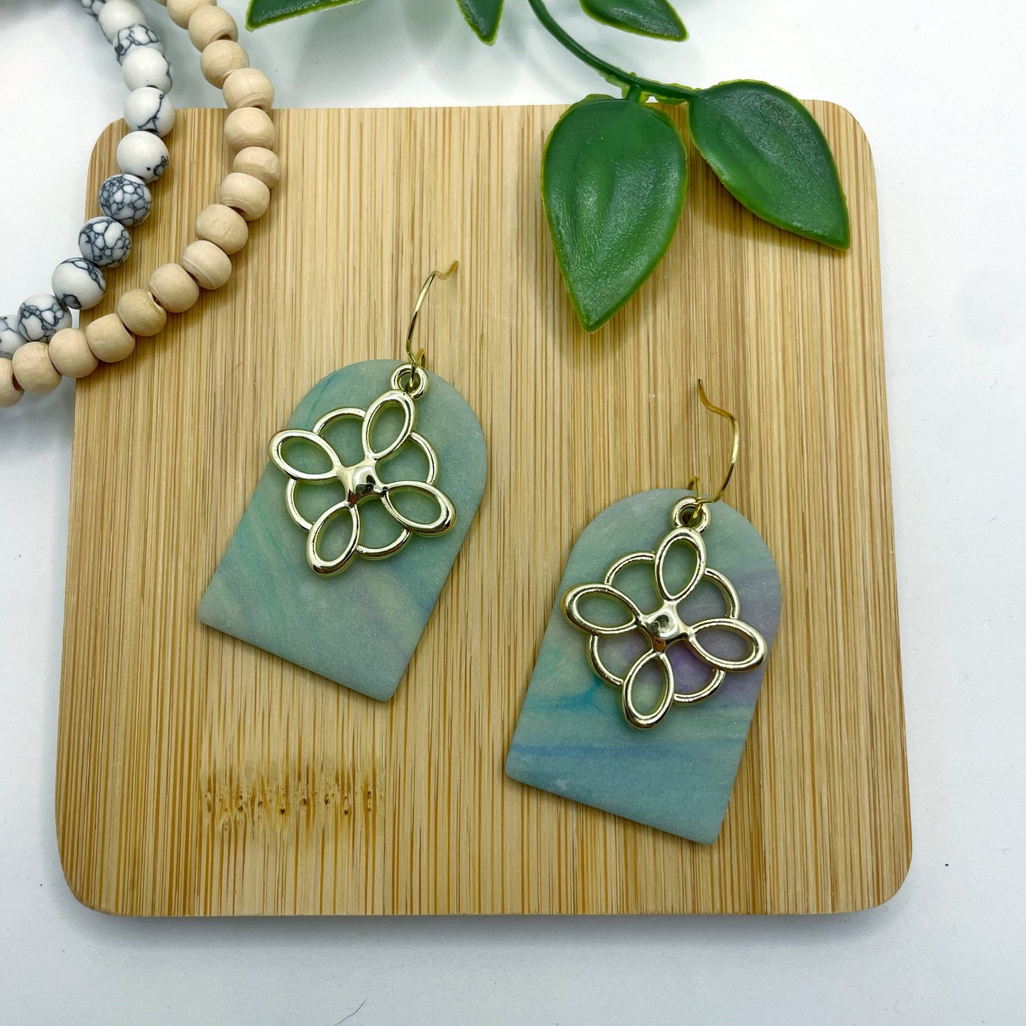 Green Marble Moroccan Charm Dangles