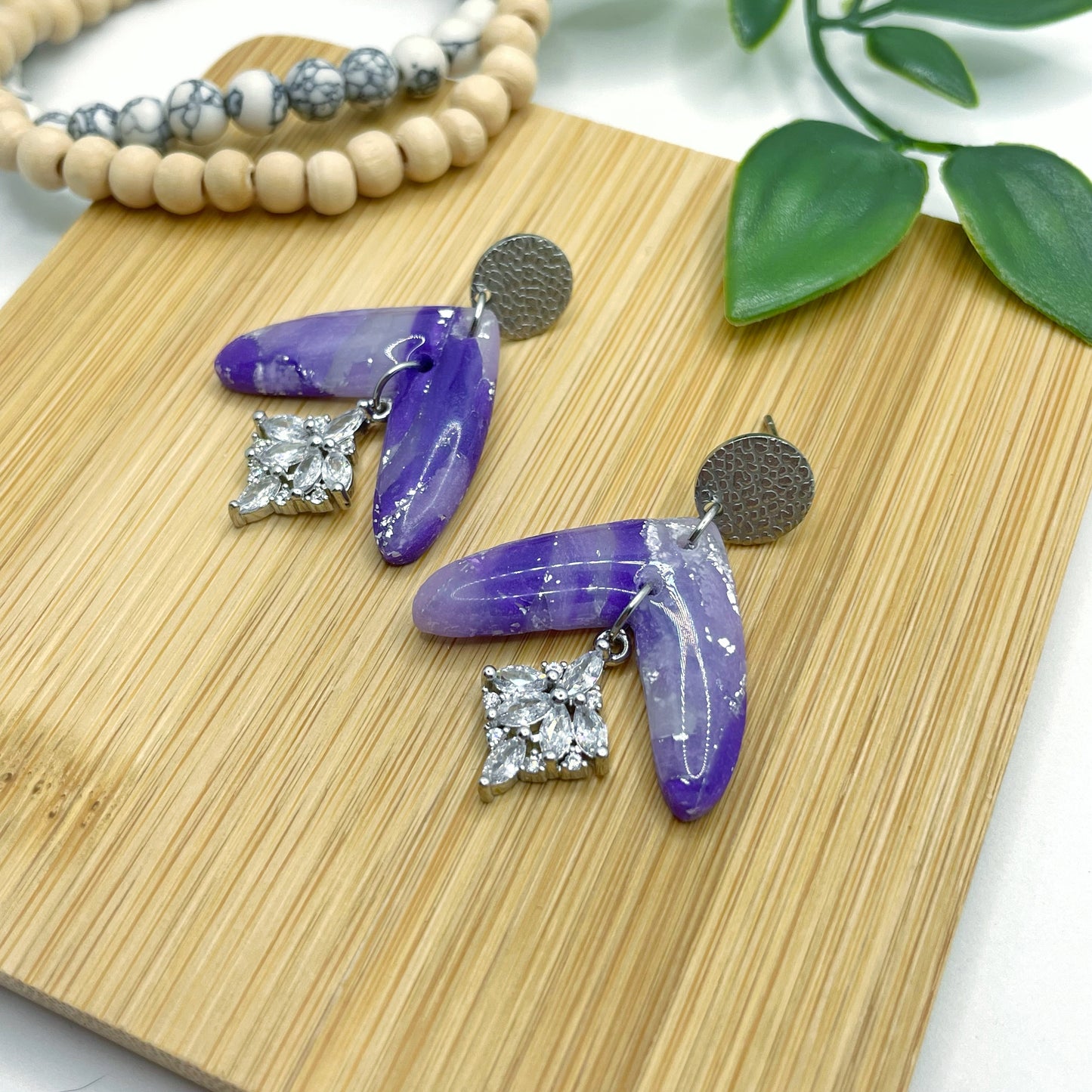 Purple Marble Glitz Dangles