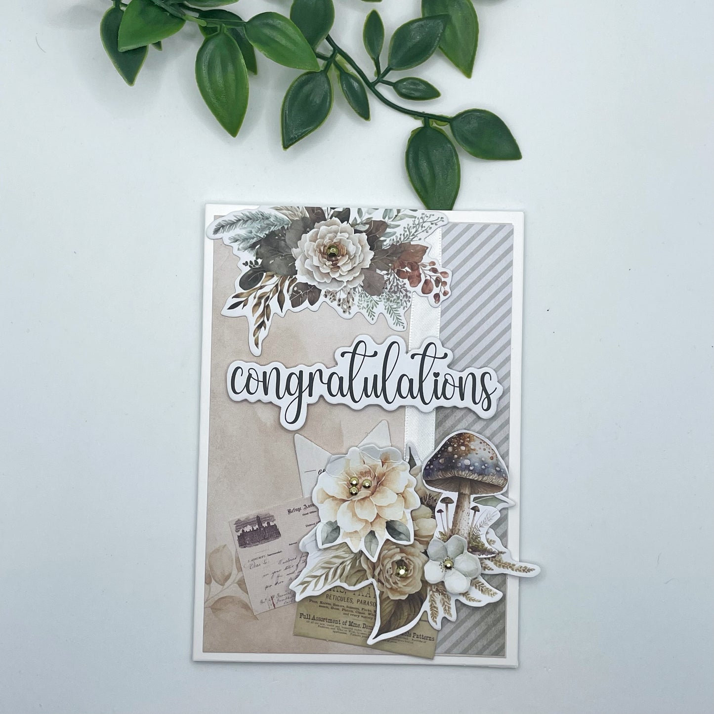 Congratulations Card - Floral Mushroom