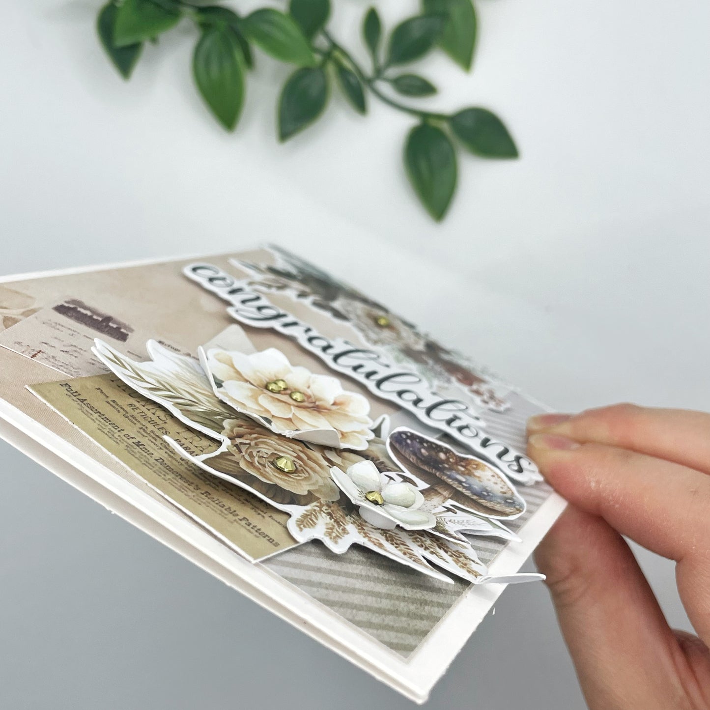 Congratulations Card - Floral Mushroom