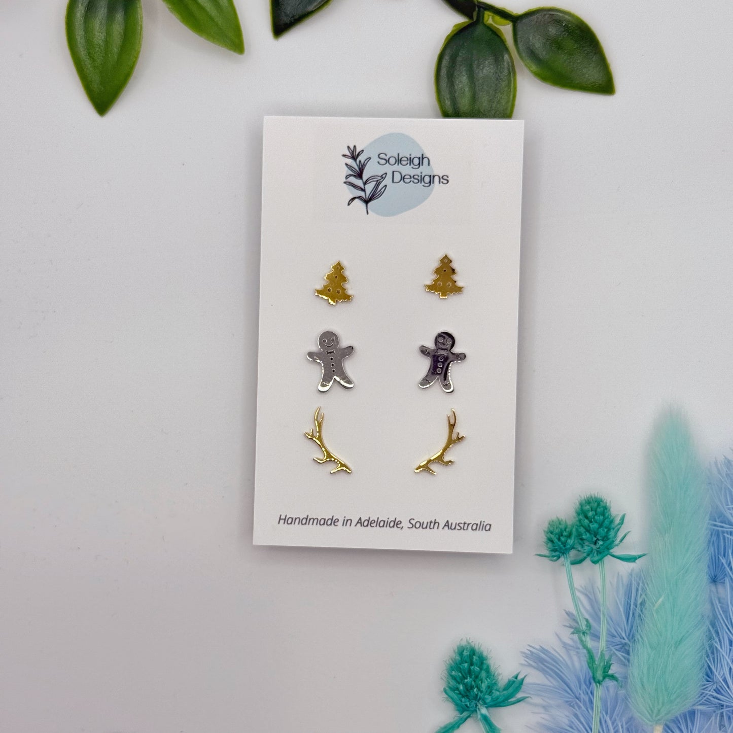 Metal Christmas Trio Studs