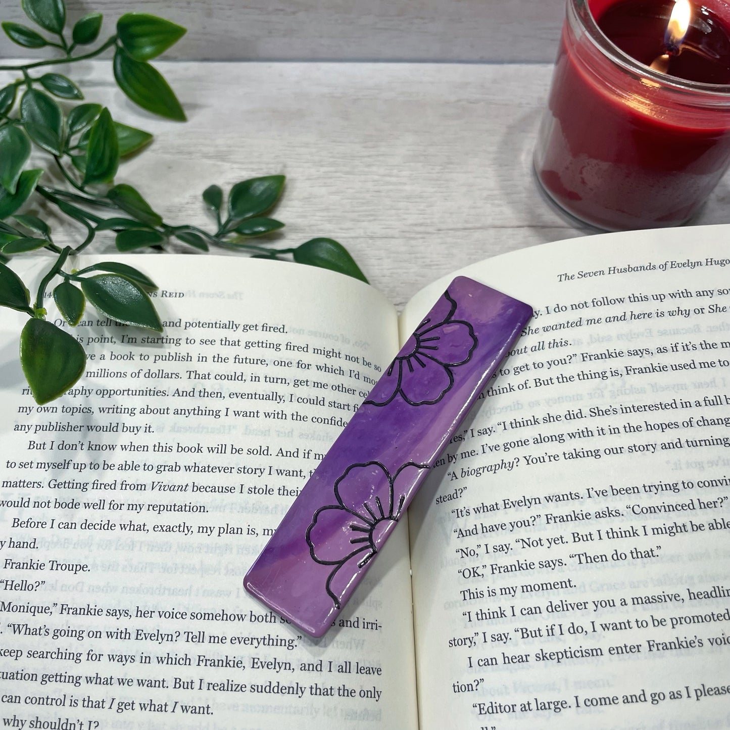 Purple With Black Clay Bookmark