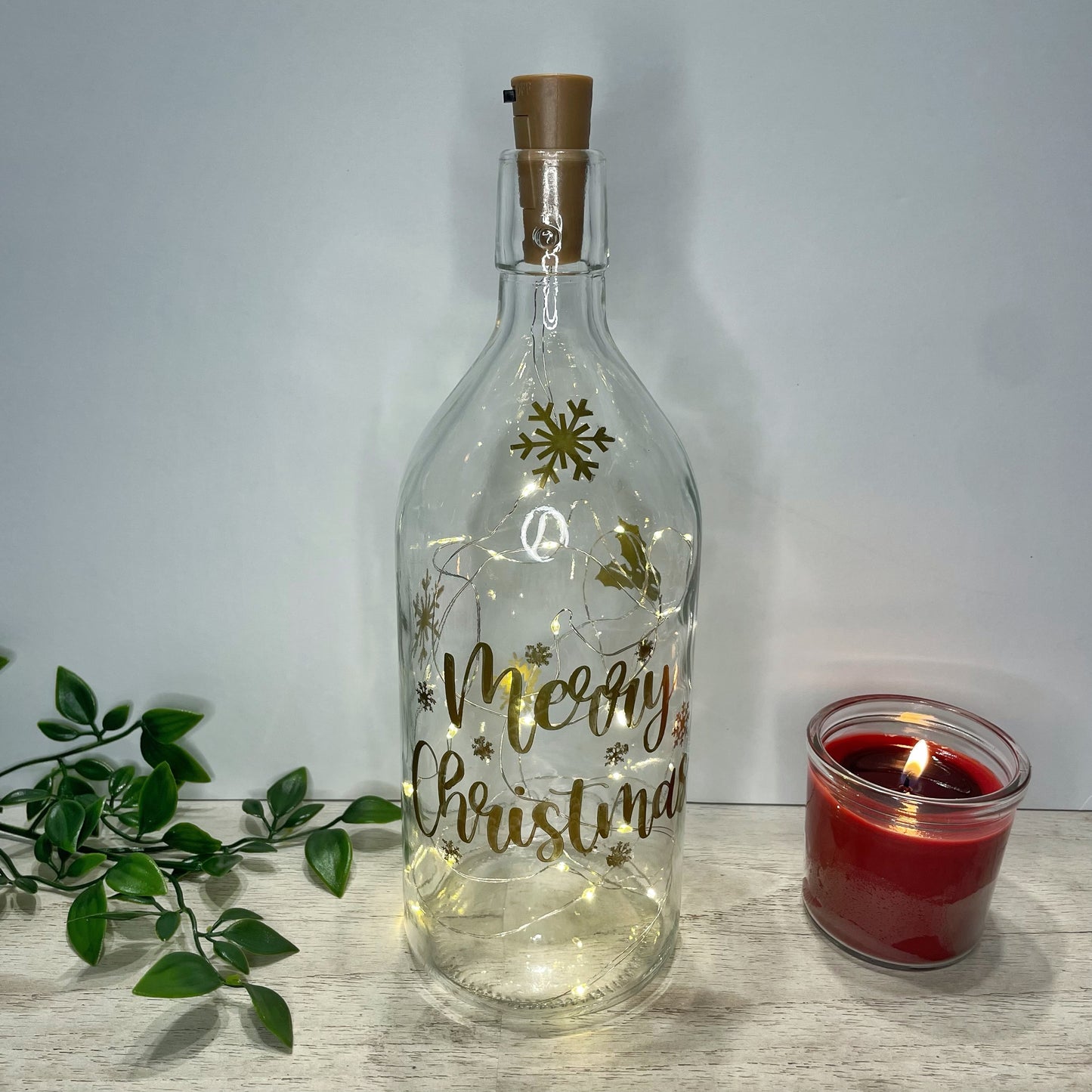 Merry Christmas Light Up Bottle Clear