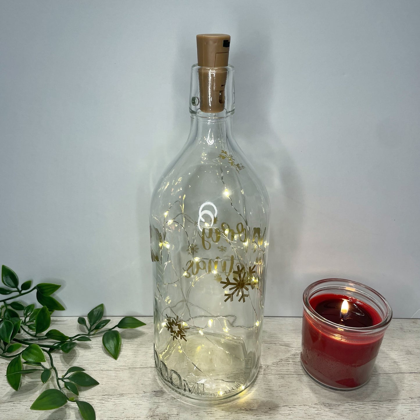 Merry Christmas Light Up Bottle Clear
