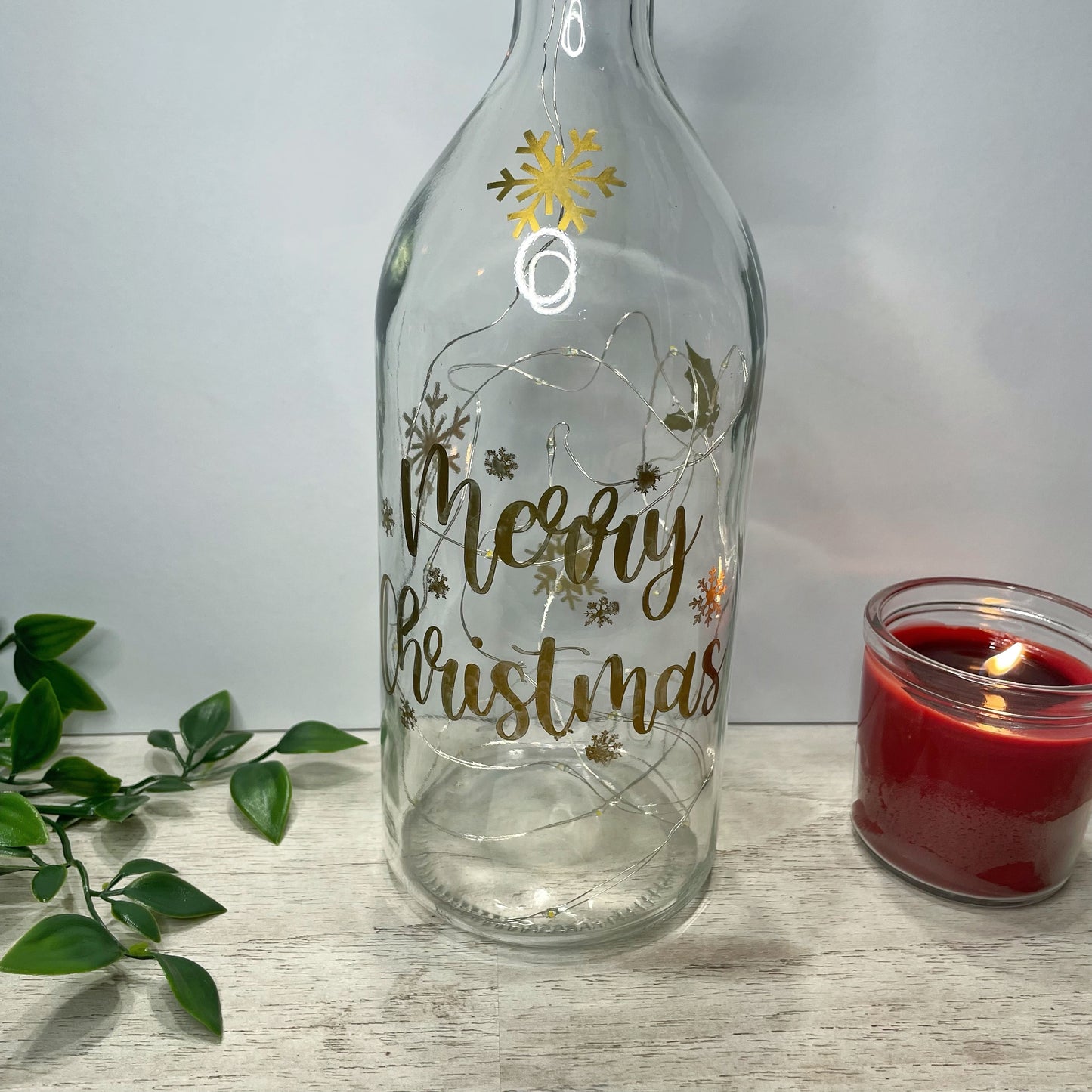 Merry Christmas Light Up Bottle Clear