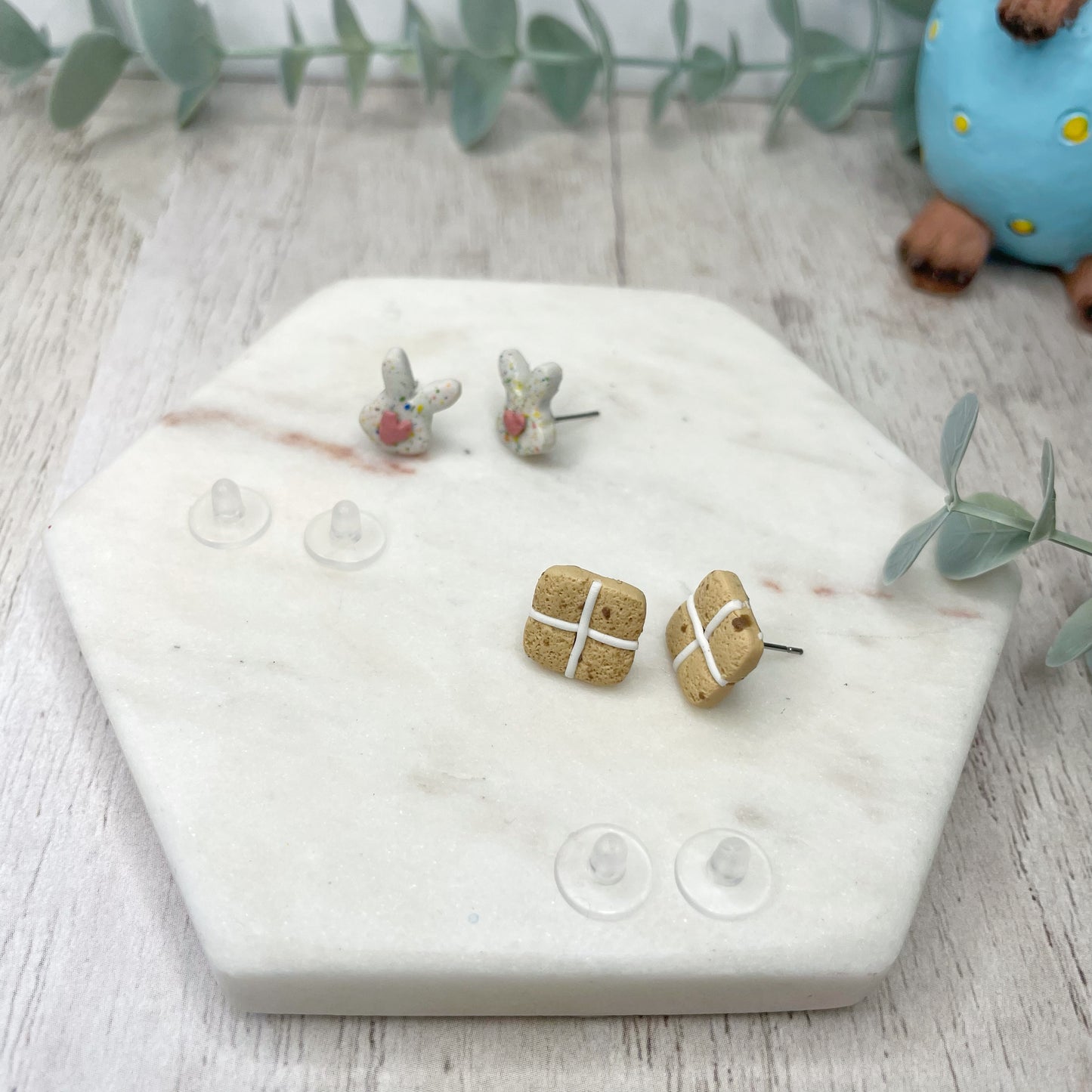 Funfetti Bunny and Hot Cross Bun Studs