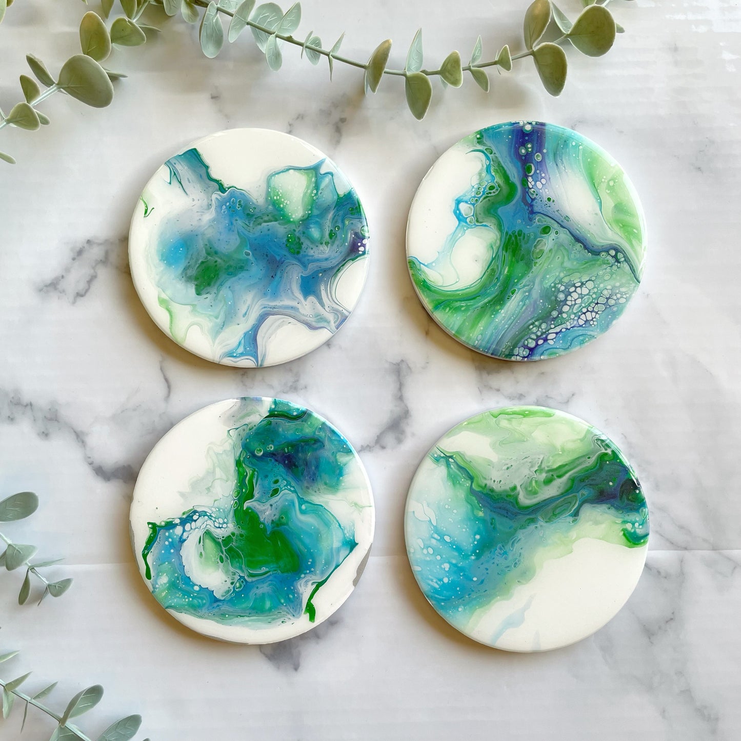 Green/Blue Water Coasters (Circle)