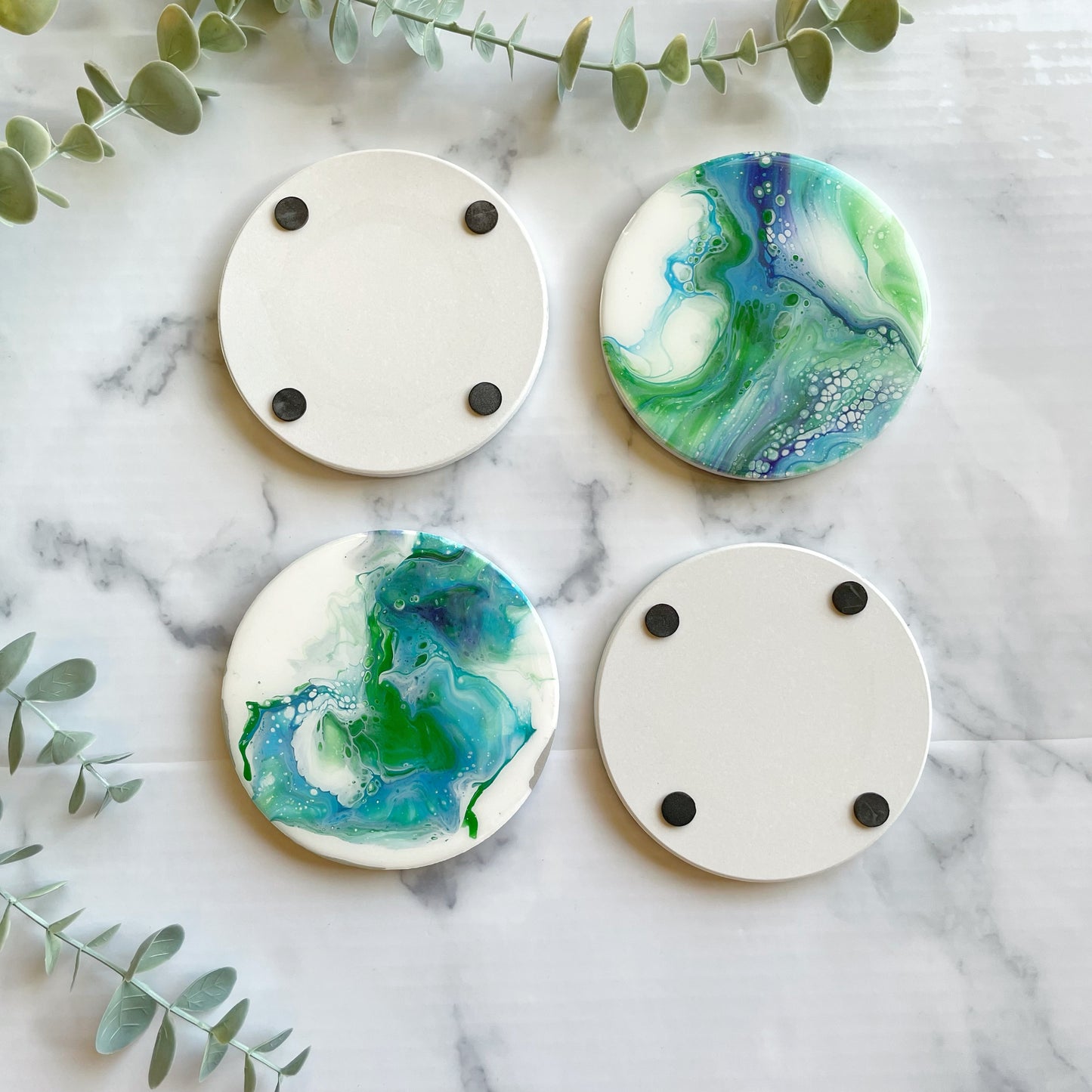 Green/Blue Water Coasters (Circle)