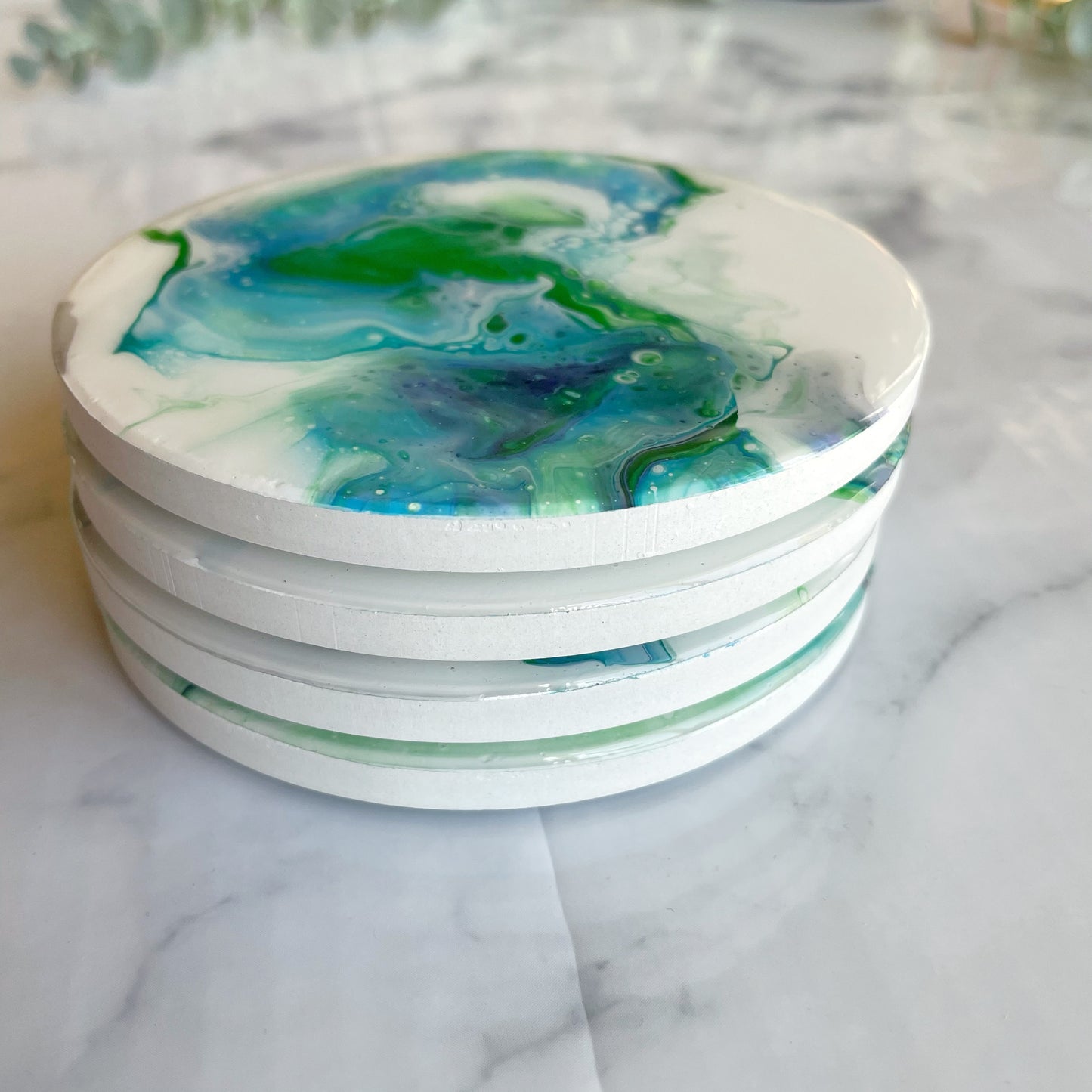 Green/Blue Water Coasters (Circle)