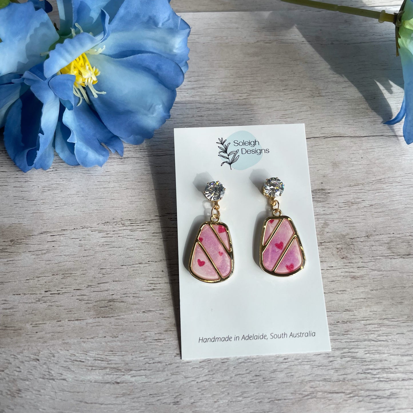 Pink Heart Glamour Earrings
