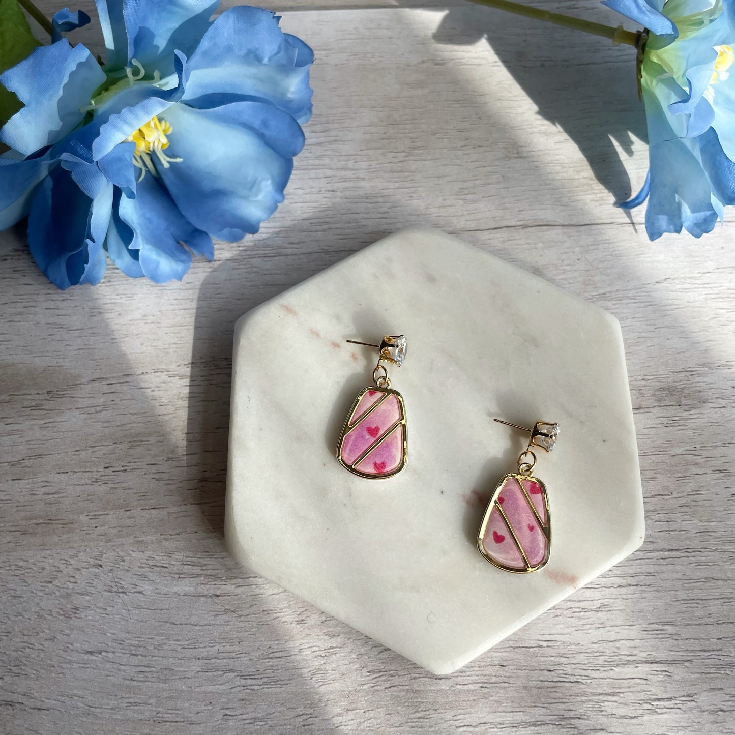 Pink Heart Glamour Earrings