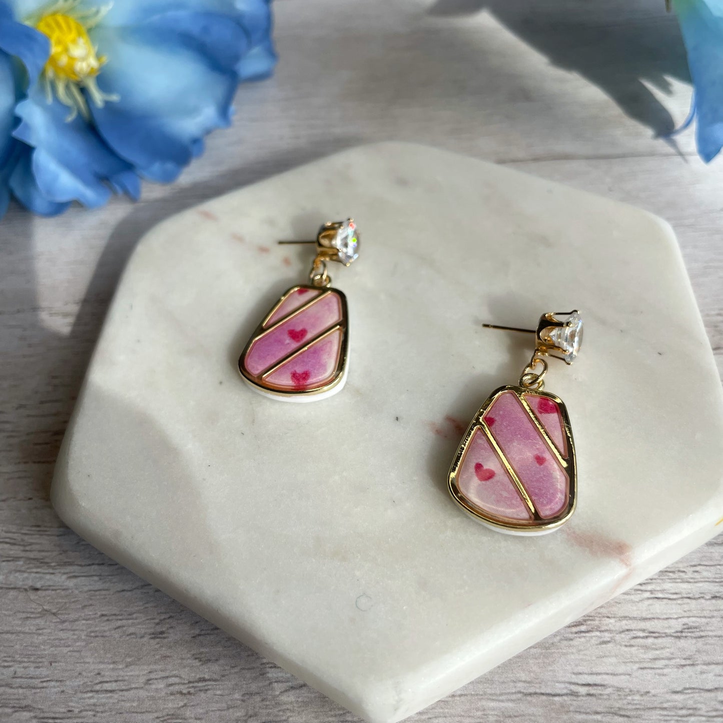 Pink Heart Glamour Earrings