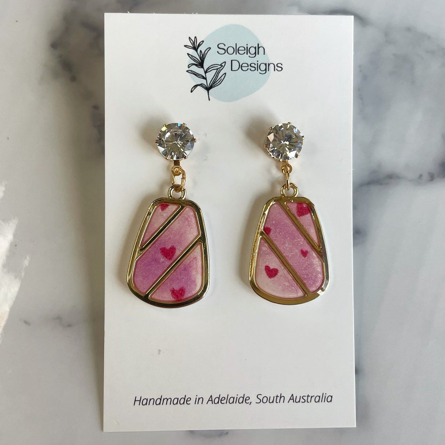 Pink Heart Glamour Earrings