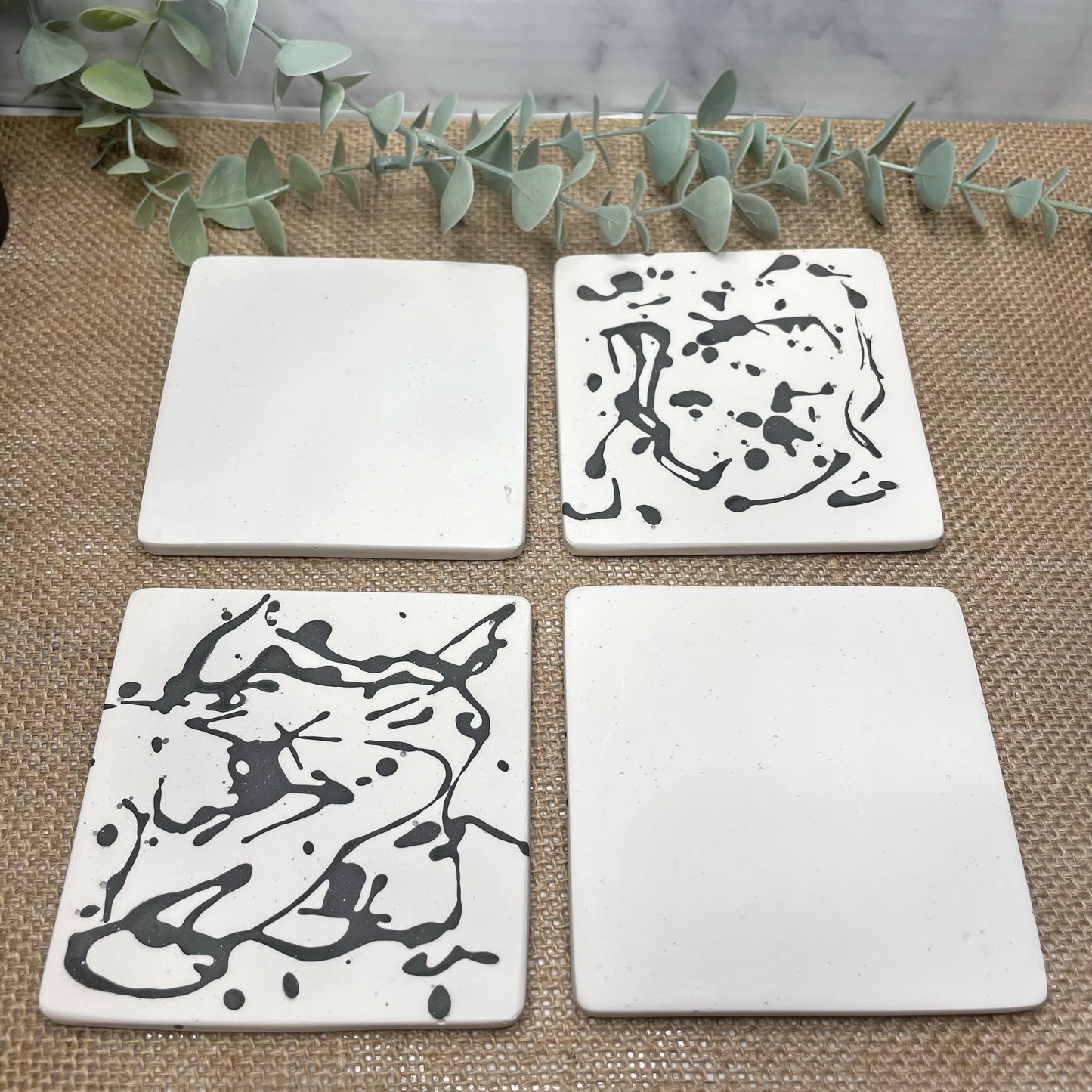 Black and White Spot Coasters - 4pcs