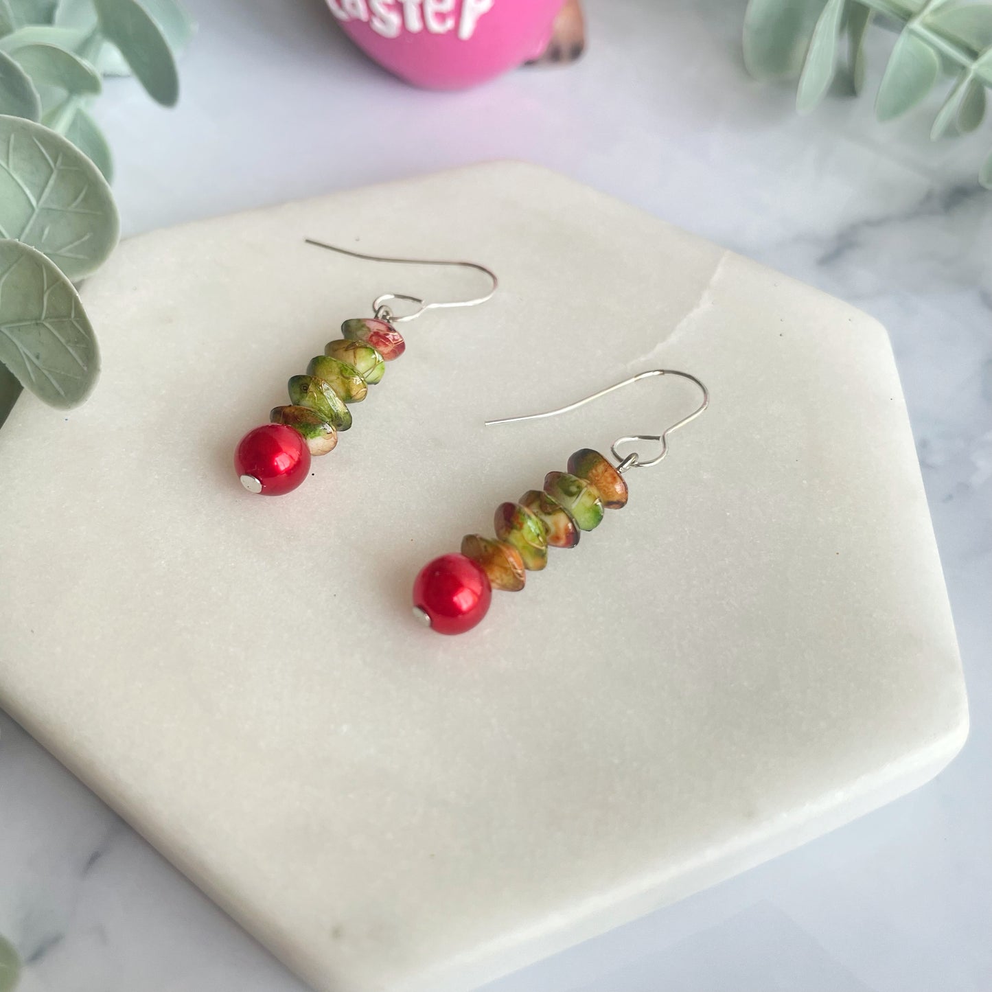 Red Faux Stone Dangles