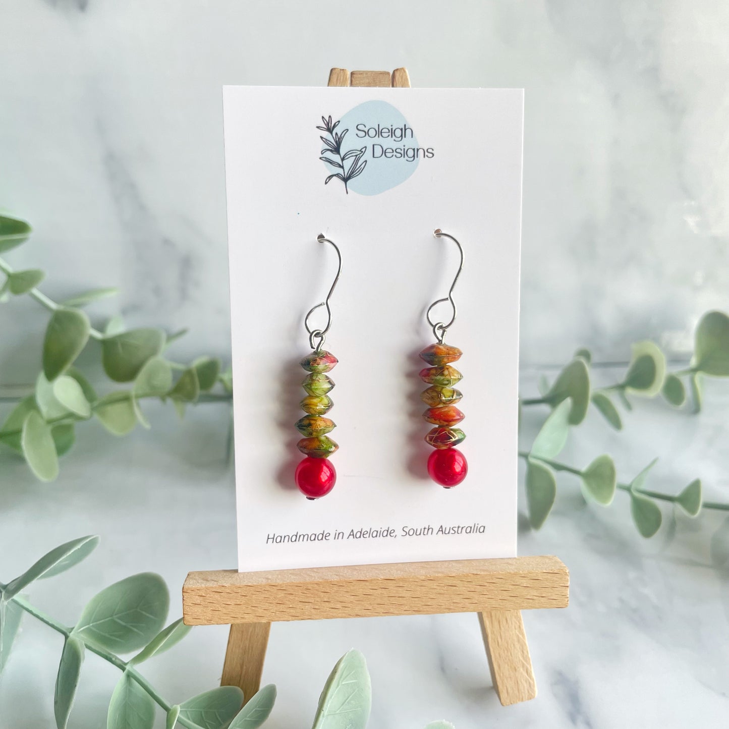 Red Faux Stone Dangles