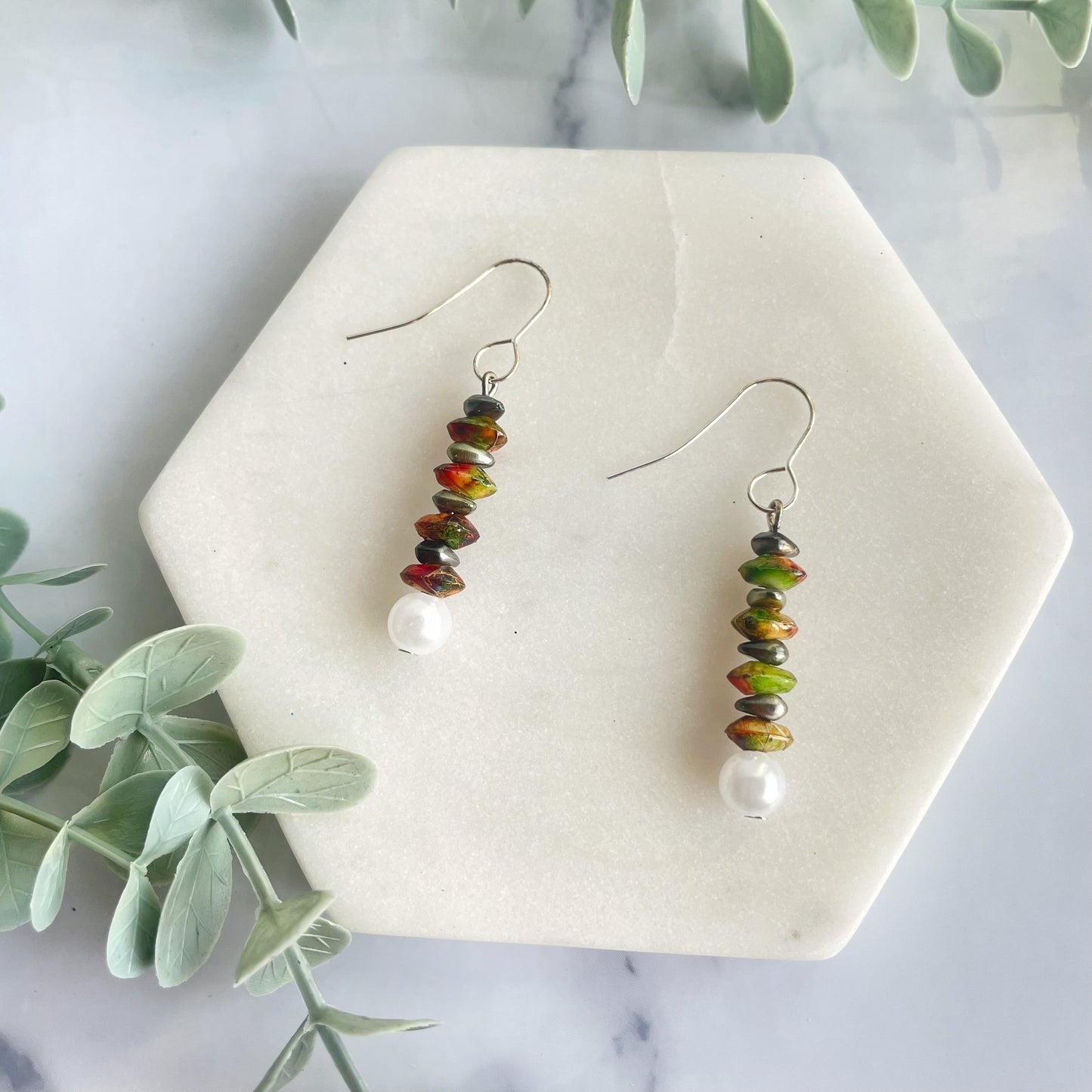 White Faux Stone Dangles