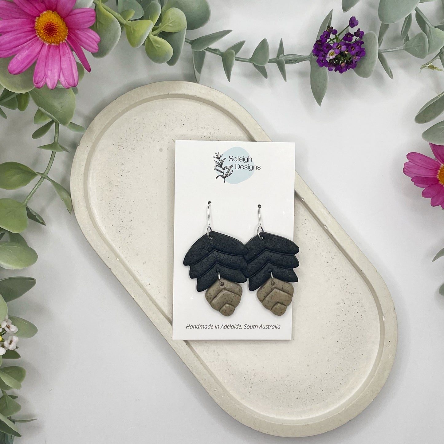 Black Top Leaf Dangles
