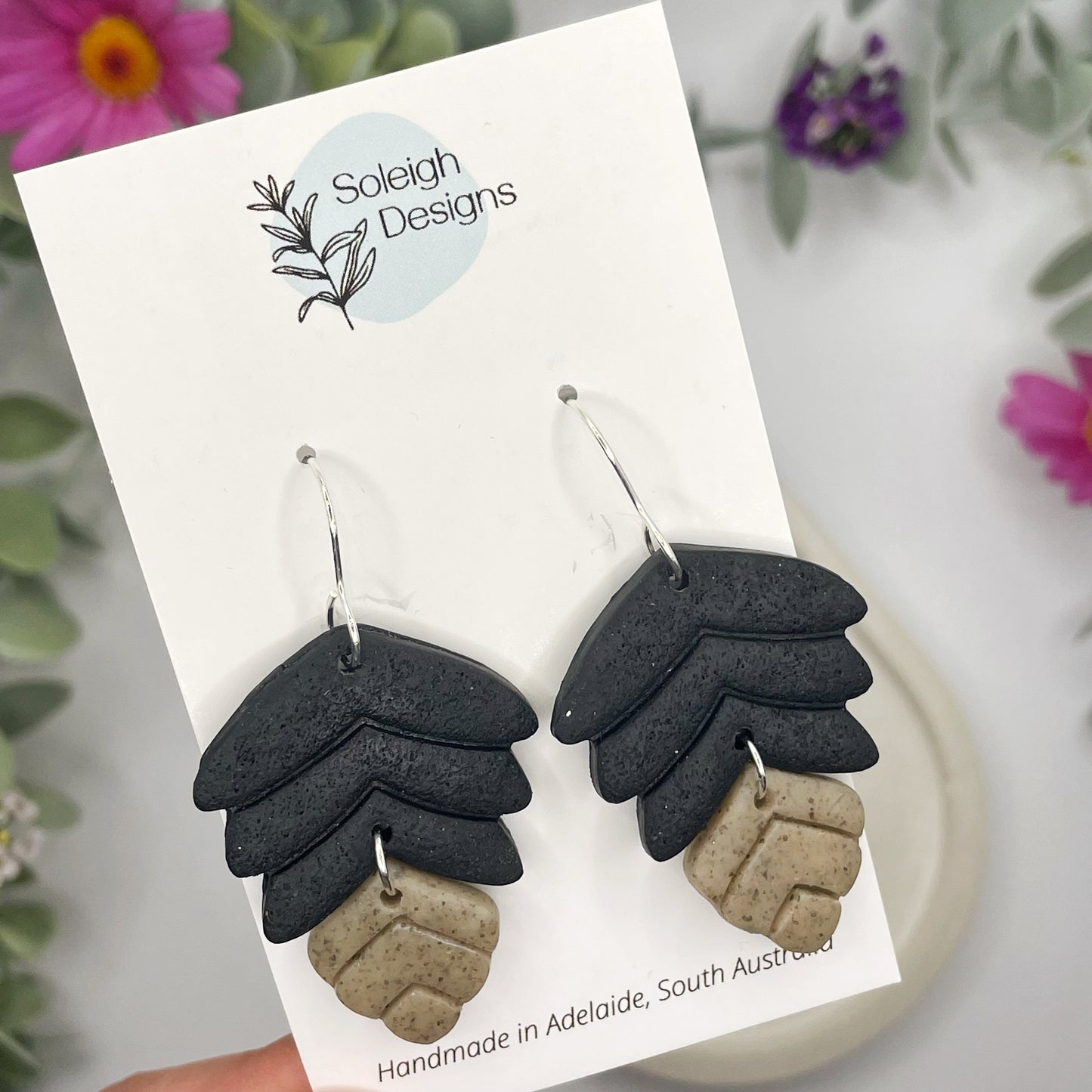 Black Top Leaf Dangles