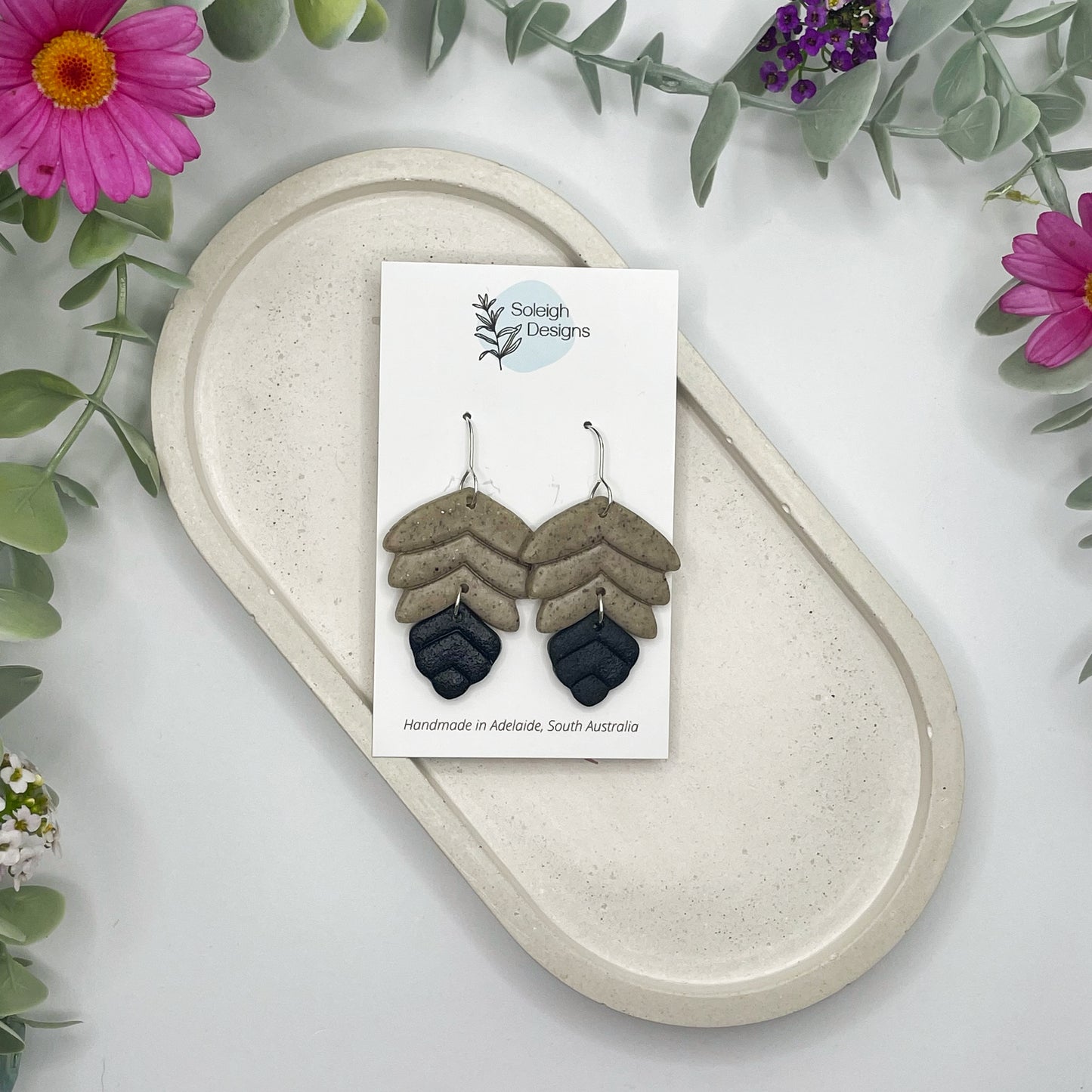 Grey Top Leaf Dangles