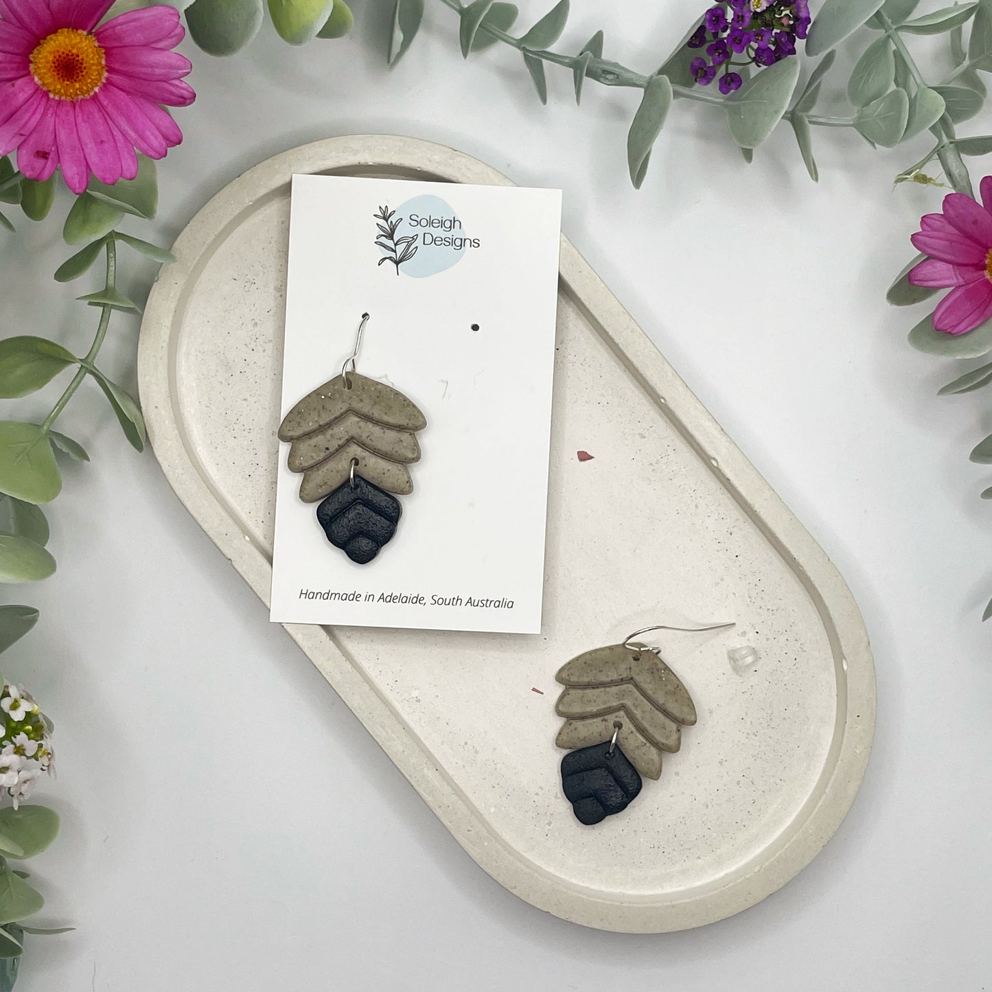 Grey Top Leaf Dangles