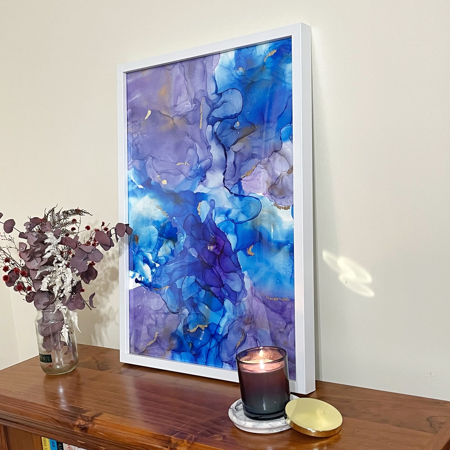 Purple/Blue Medium Ink Painting