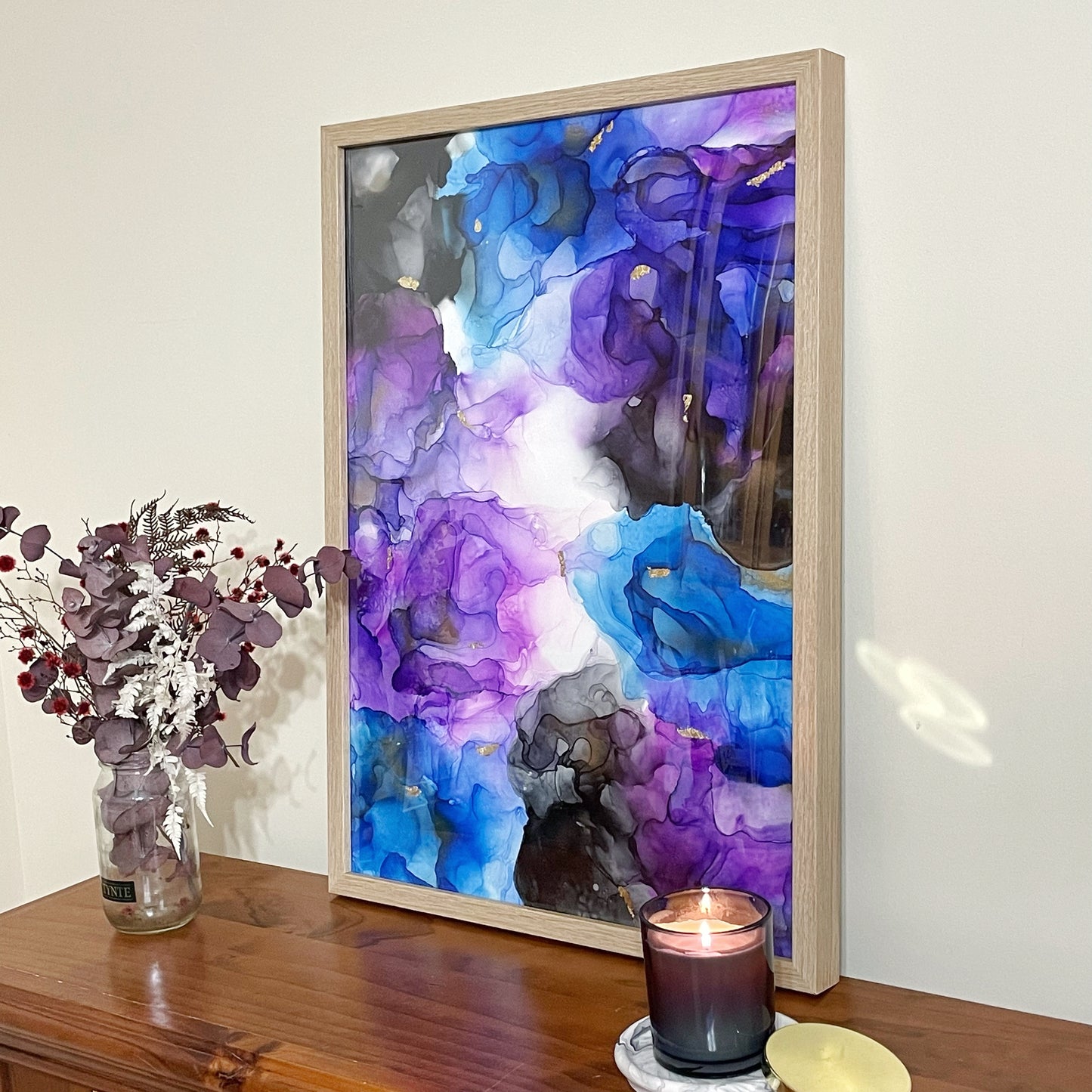Purple/Blue/Black Medium Ink Painting