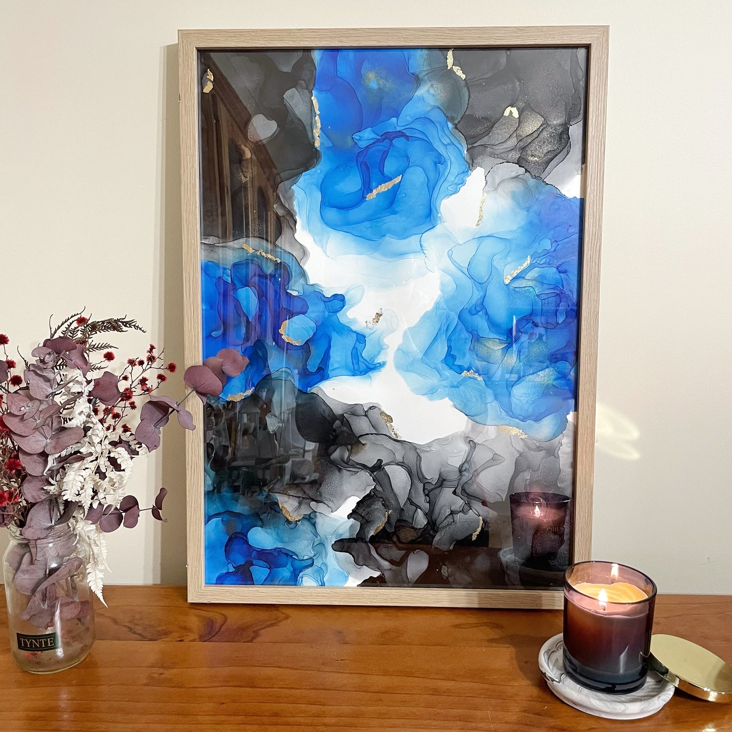 Blue/Black Medium Ink Painting