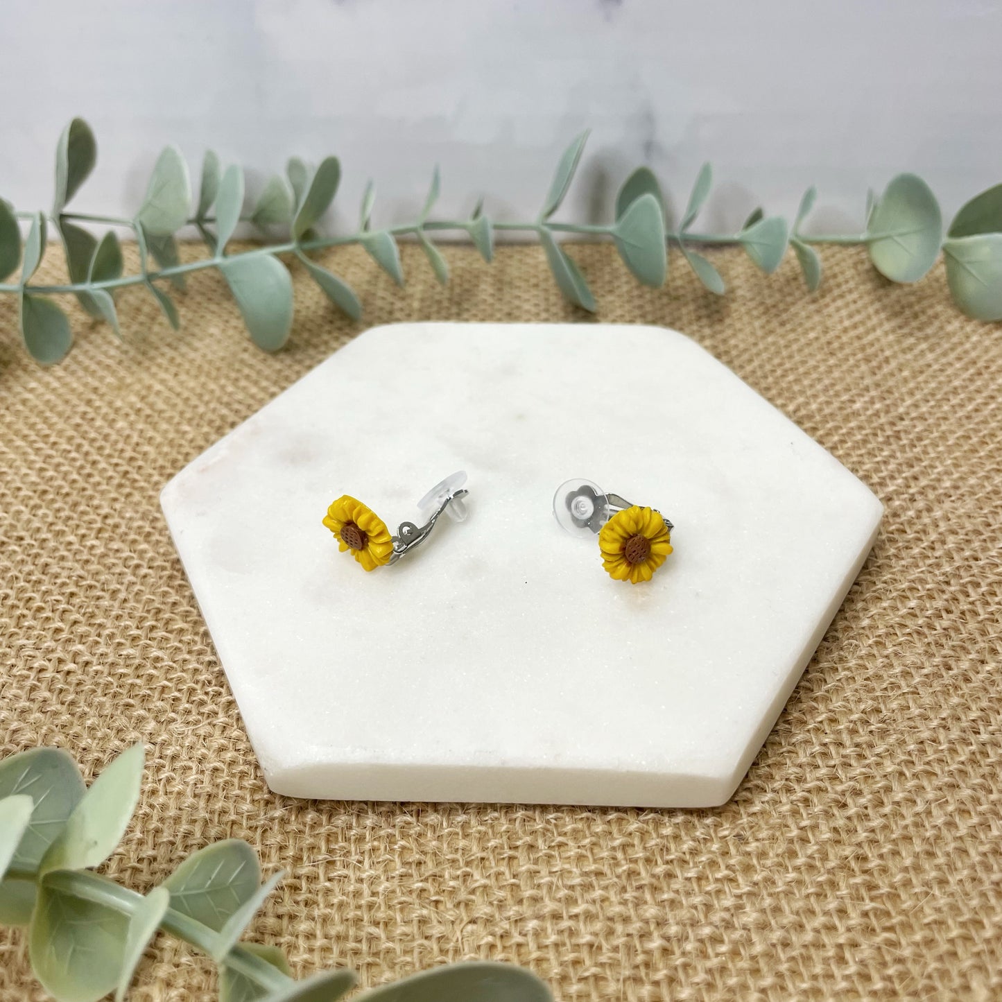 Sunflower Clip On Studs