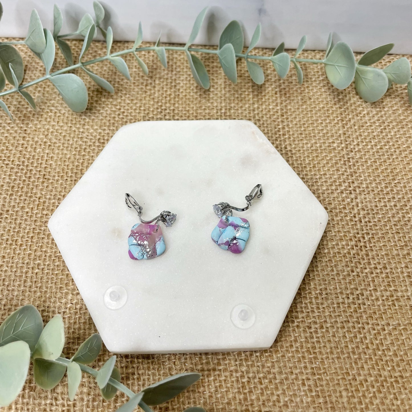 Fairy Floss Marble Glitz Clip On Dangles