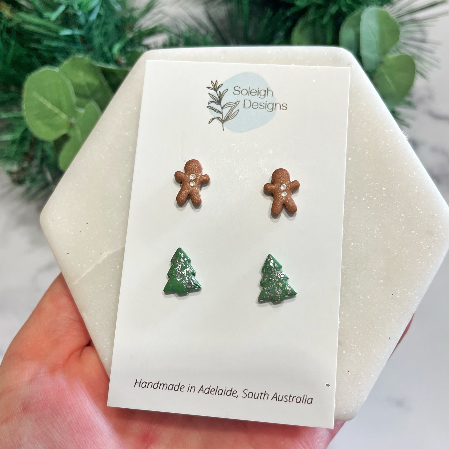 Christmas Tree and Gingerbread Man Studs