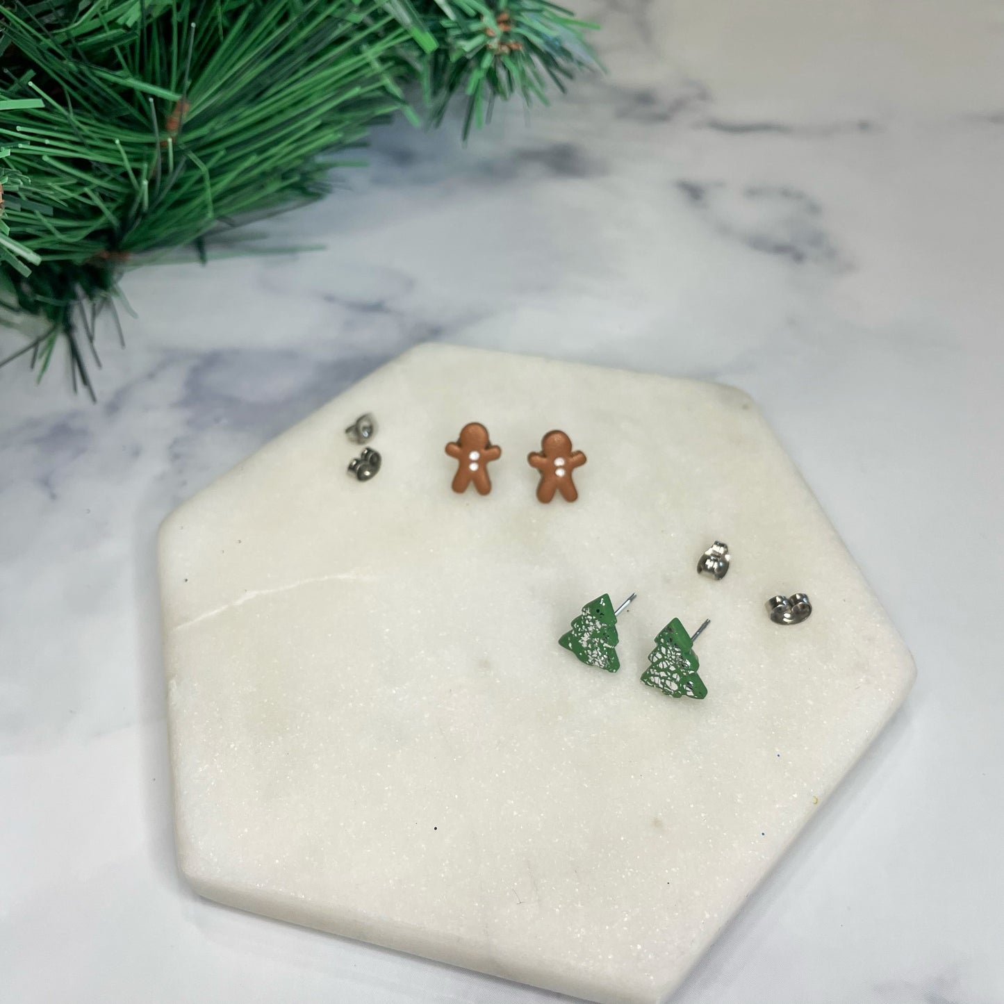 Christmas Tree and Gingerbread Man Studs