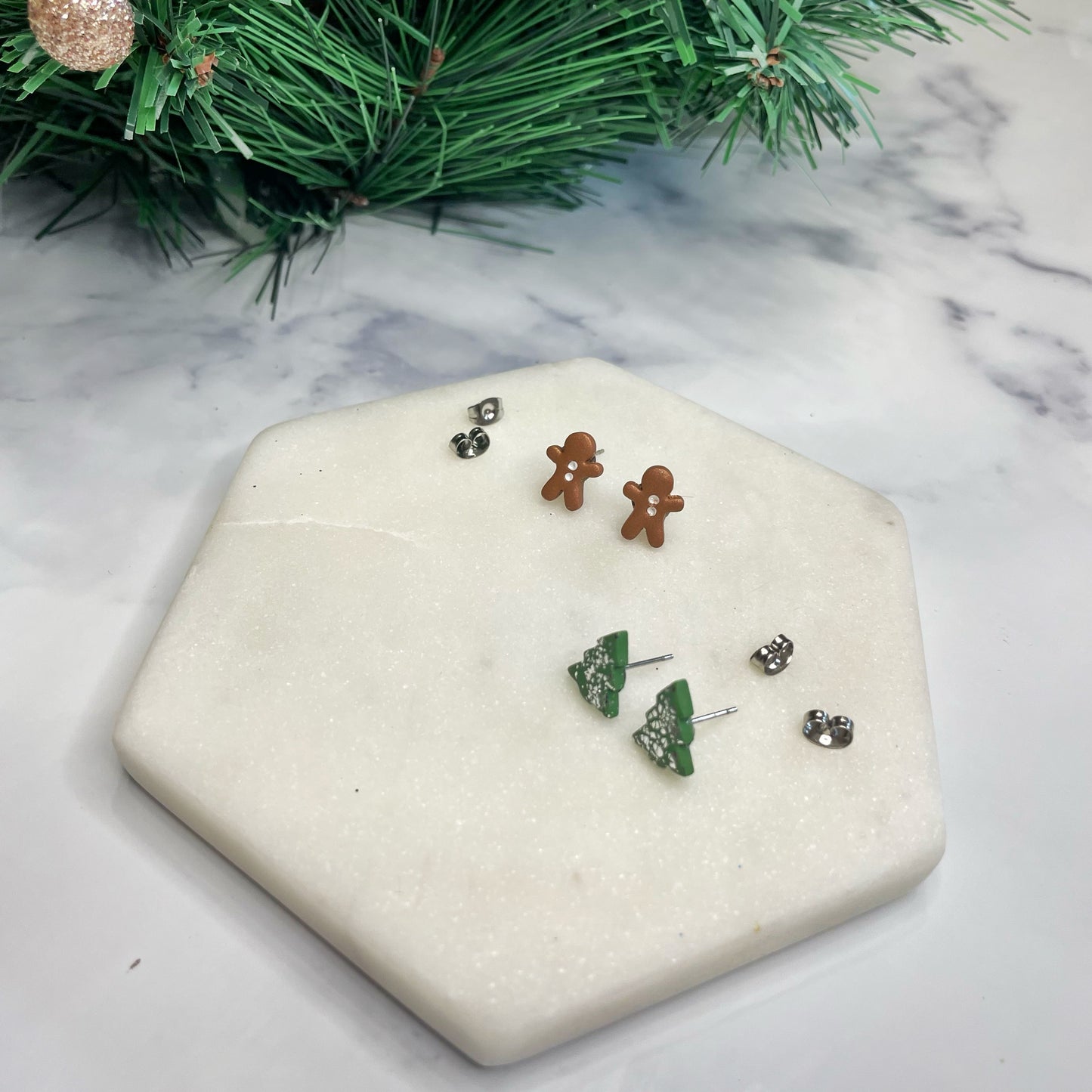 Christmas Tree and Gingerbread Man Studs