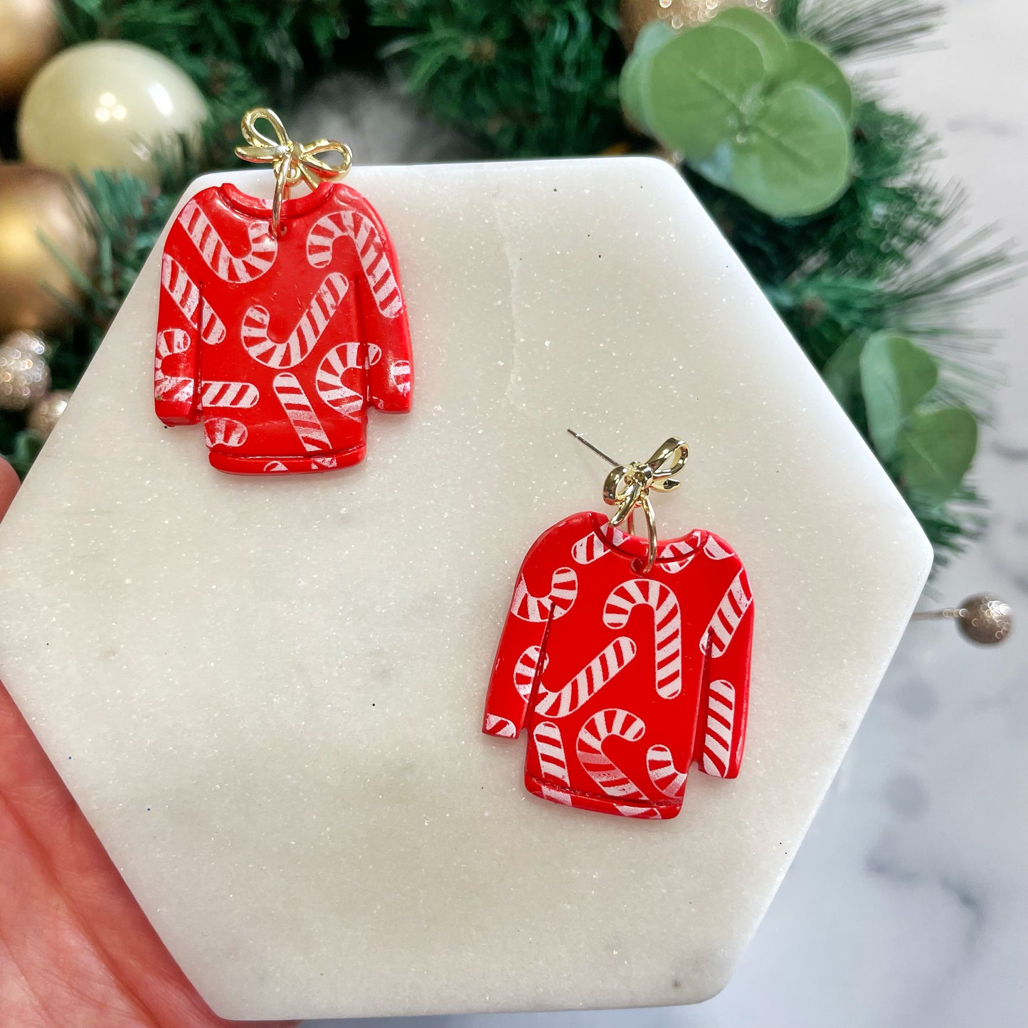 Candy Cane Christmas Sweater Dangles