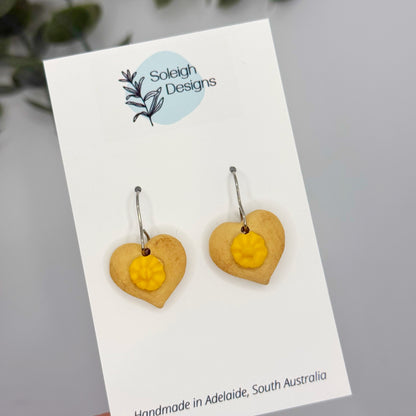 Custard Heart Drop Dangles