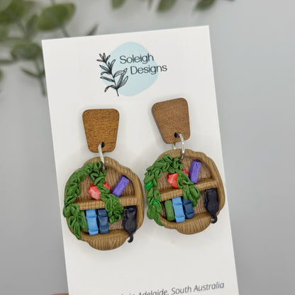 Circular Bookshelf Earrings
