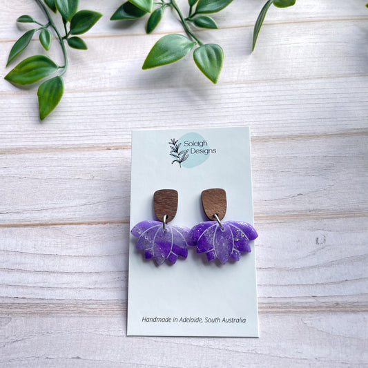 Purple Marble Lotus Dangles