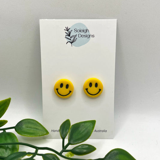 Yellow Happy Face Studs