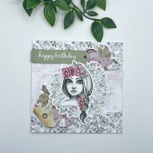 Happy Birthday Card - Flower Girl