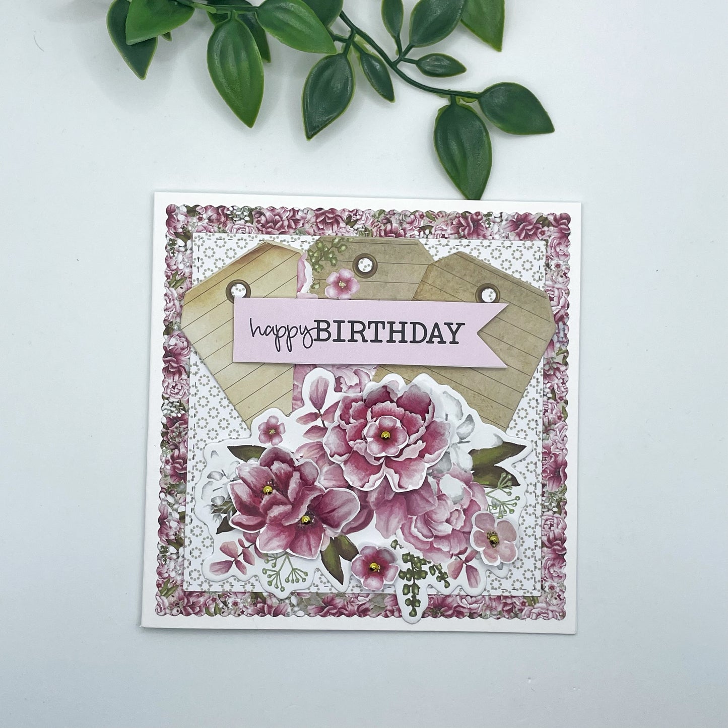 Pink Flowers - Birthday Card