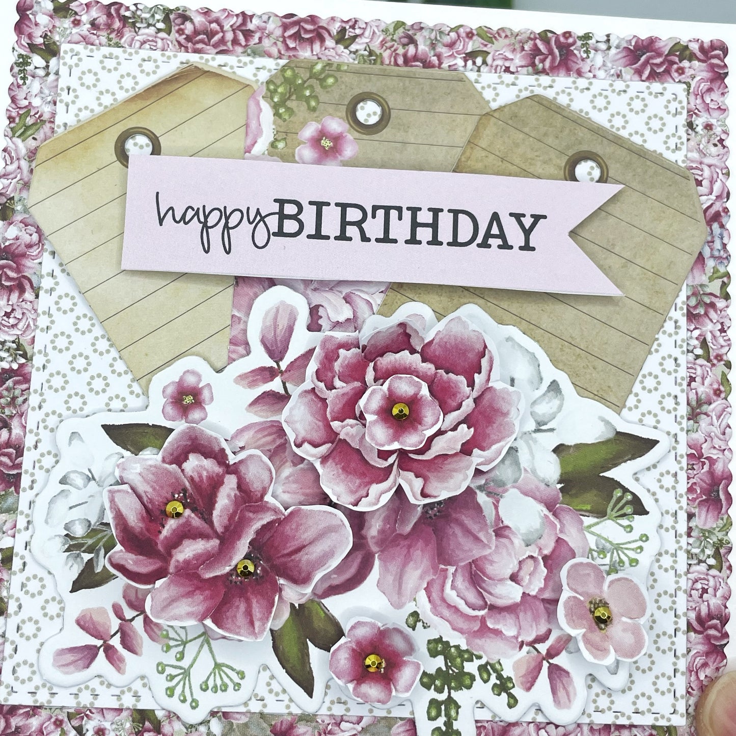 Pink Flowers - Birthday Card