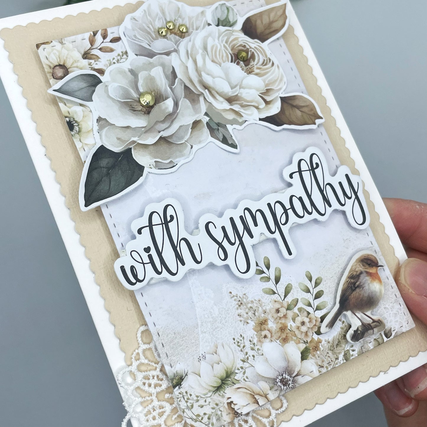 With Sympathy - Doily Card