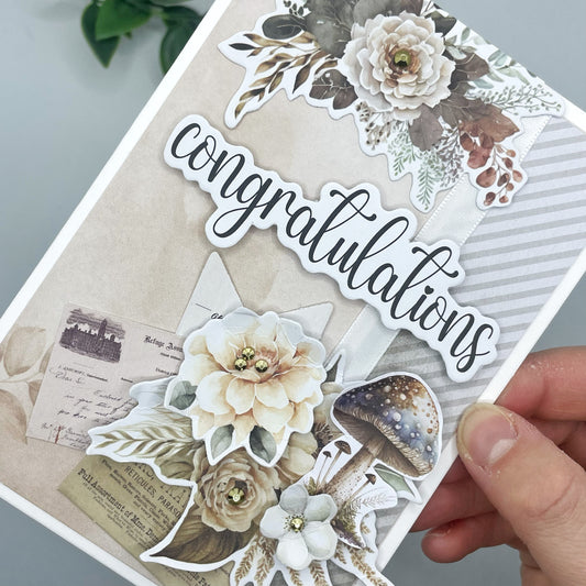 Congratulations Card - Floral Mushroom