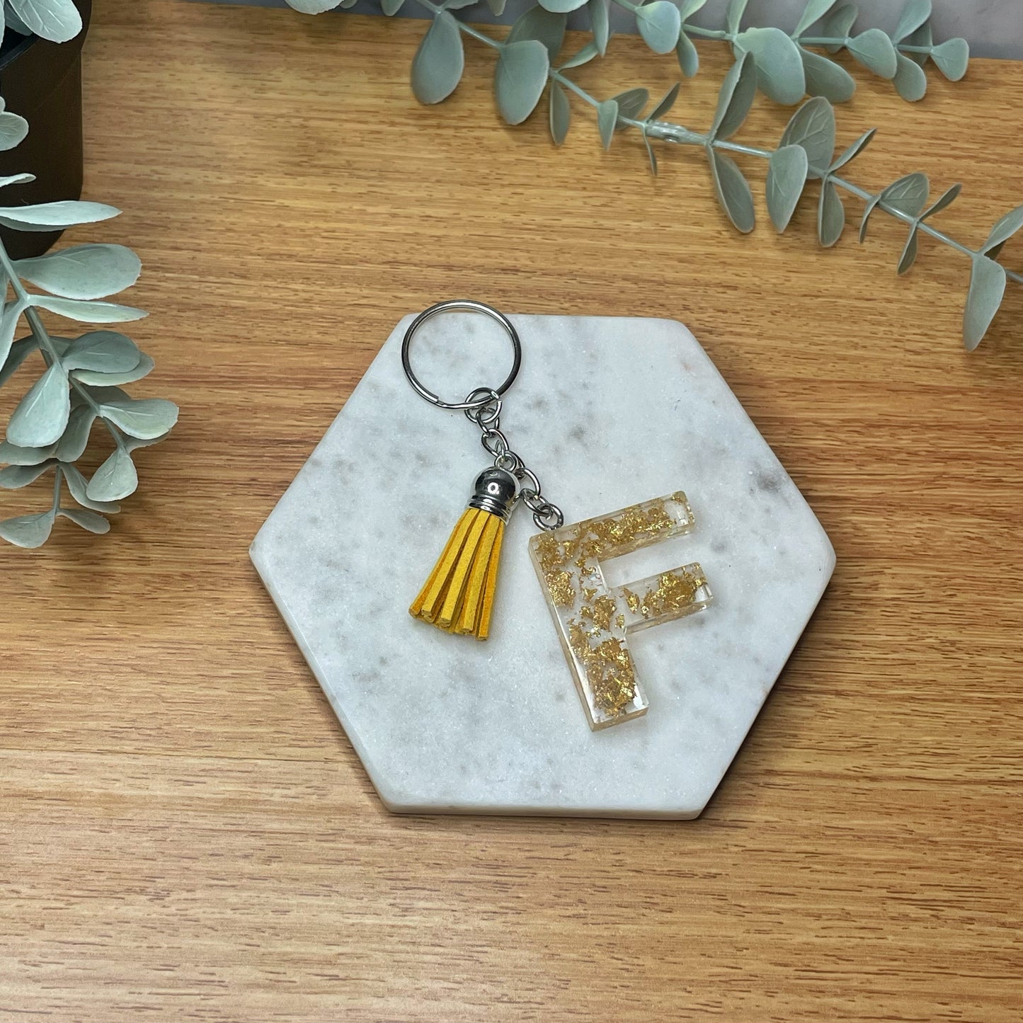 F Keyring - Gold Speck